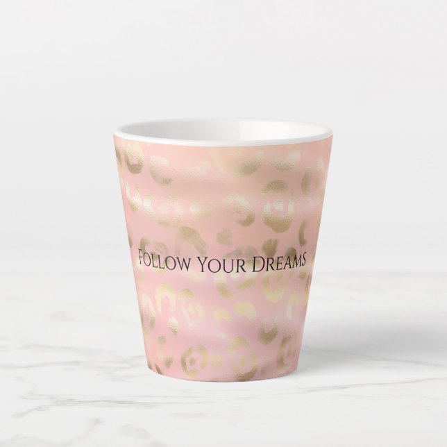 Girly Blush Pink Gold Leopard Animal  Latte Mug (Front)