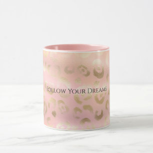 Girly Blush Pink Gold Leopard Animal Mug