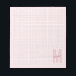 Girly blush pink grid pattern monogram name notepad<br><div class="desc">Girly blush pink grid pattern monogram name</div>