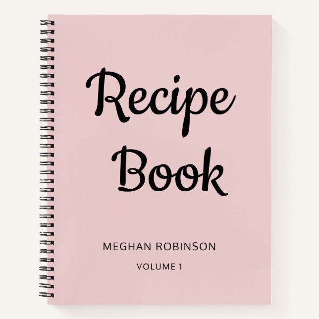 Girly Blush Pink Monogram Cookbook Recipe Notebook (Front)
