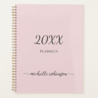 Girly Blush Pink Monogram Name Script 2023 Planner