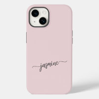 Girly Blush Pink Monogram Name Signature Script C