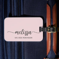 Girly Blush Pink Monogram Name Signature Script