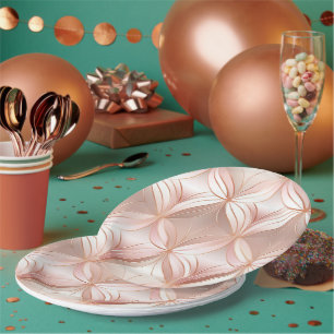 Girly Blush Pink Rose Gold Abstract  Paper Plate