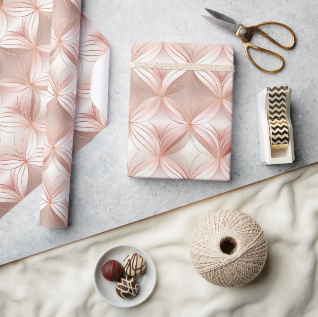 Girly Blush Pink Rose Gold Abstract  Wrapping Paper (Crafts)