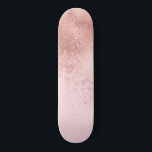 Girly Blush Pink Rose Gold Sprayed Confetti Ombre Skateboard<br><div class="desc">This elegant and girly design perfect for the trendy and stylish fashionista. It features a faux printed rose gold sprayed confetti ombre gradients on top of a simple blush pink background. It's cute, pretty, modern, and artsy. ***IMPORTANT DESIGN NOTE: For any custom design request such as matching product requests, colour...</div>