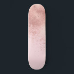 Girly Blush Pink Rose Gold Sprayed Confetti Ombre Skateboard<br><div class="desc">This elegant and girly design perfect for the trendy and stylish fashionista. It features a faux printed rose gold sprayed confetti ombre gradients on top of a simple blush pink background. It's cute, pretty, modern, and artsy. ***IMPORTANT DESIGN NOTE: For any custom design request such as matching product requests, colour...</div>