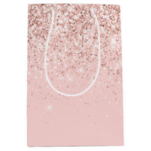 Girly Blush Pink Sparkle Glitter Medium Gift Bag