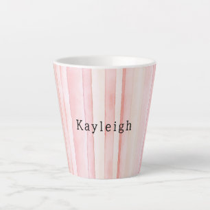 Girly Blush Pink Stripes Latte Mug