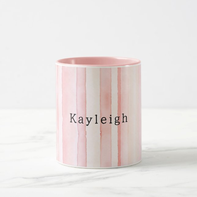 Girly Blush Pink Stripes Mug (Center)