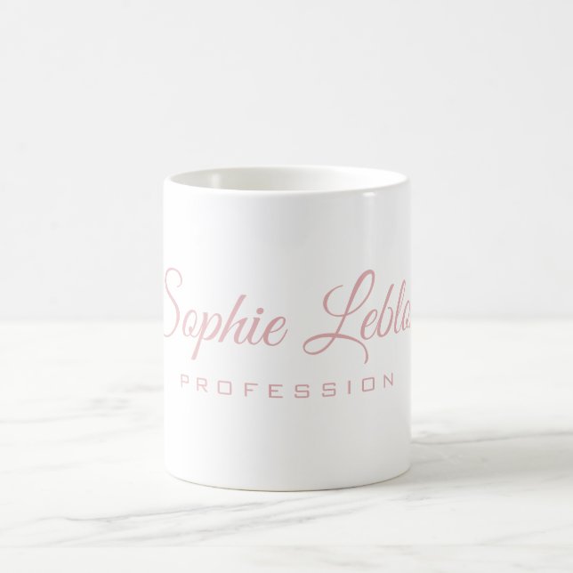 Girly Blush Pink Typography White Coffee Mug (Center)