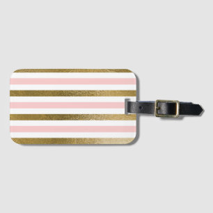 Girly Blush Pink, White and Gold Foil Pattern Luggage Tag