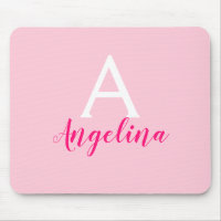 Girly Blush Pink, White & Hot Pink Monogram Name