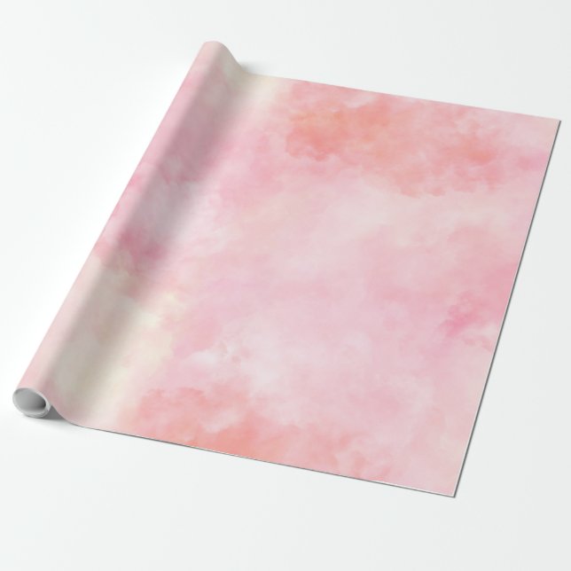 Girly Blush Pink Yellow Tie Dye Wrapping Paper (Unrolled)