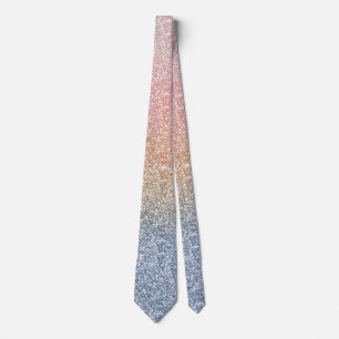 Girly Blush Rose Gold Blue Ombre Glitter Sparkles Tie