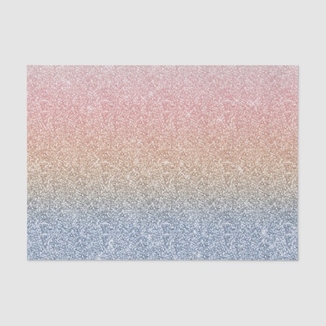 Girly Blush Rose Gold Blue Ombre Glitter Sparkles Tissue Paper (Front)