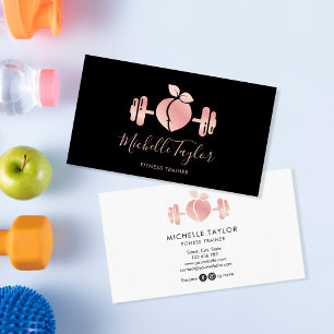 Girly Blush Rose Gold Fitness Trainer Modern Business Card