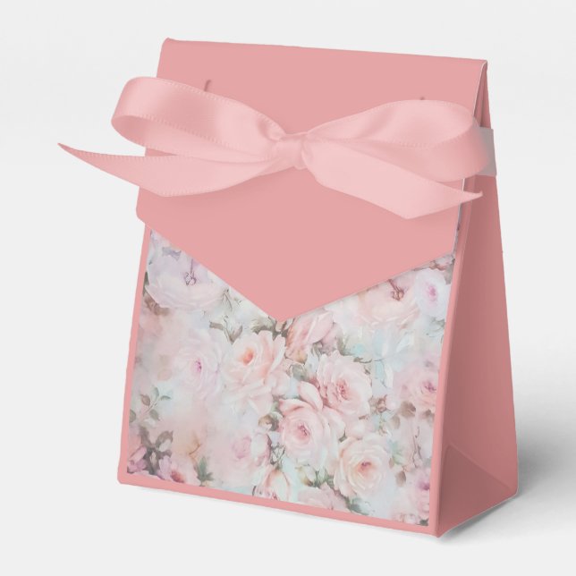 Girly blush tones pink boho country floral favour box (Front Side)