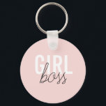Girly blush typography script girl boss key ring<br><div class="desc">Girly blush typography script girl boss</div>