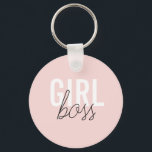 Girly blush typography script girl boss key ring<br><div class="desc">Girly blush typography script girl boss</div>
