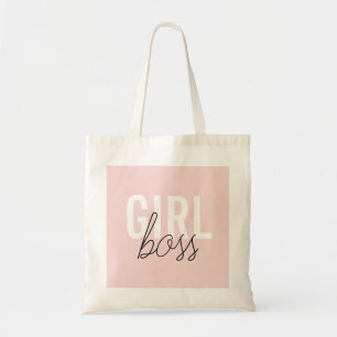 Girly blush typography script girl boss tote bag