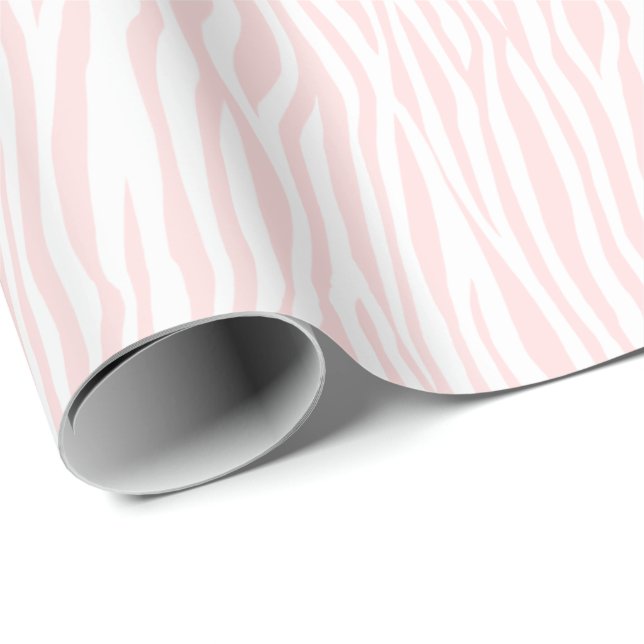Girly Blush White Pink Zebra Print Wrapping Paper (Roll Corner)