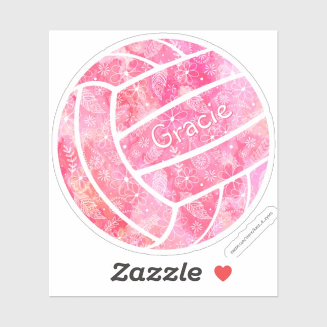 girly boho feathers doodle pink volleyball (Sheet)