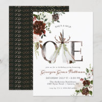 Girly Boho Floral Antler Tribal Wild One Birthday