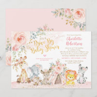 Girly Boho Jungle Animals Drive By Baby Shower