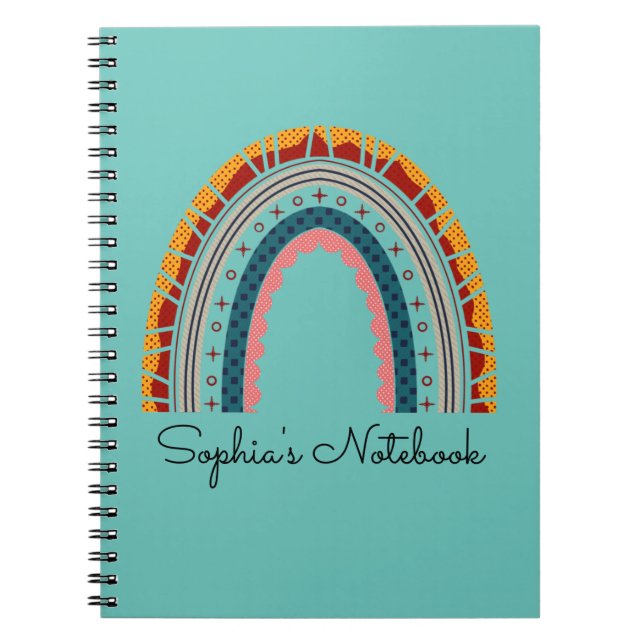 Girly Boho Rainbow Back to School Composition Notebook (Front)