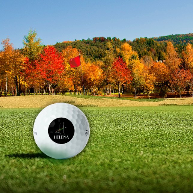 Girly boho watercolor initial H black Golf Balls (Creator Uploaded)