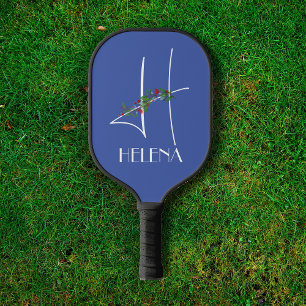 Girly boho watercolor initial H Pickleball Paddle