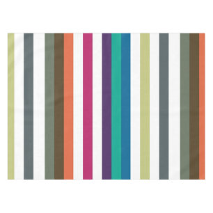 Girly Bold Rainbow Big Horizontal Stripes Pattern Tablecloth
