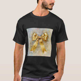 Girly Bow in Watercolor coquette Aesthetic golden  T-Shirt