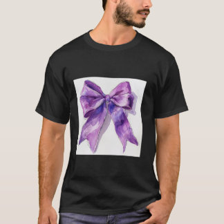 Girly Bow in Watercolor coquette Aesthetic purple  T-Shirt
