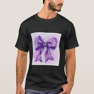 Girly Bow in Watercolor coquette Aesthetic purple  T-Shirt