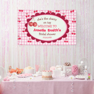 girly bow She’s the Cherry on Top Bridal Shower Banner