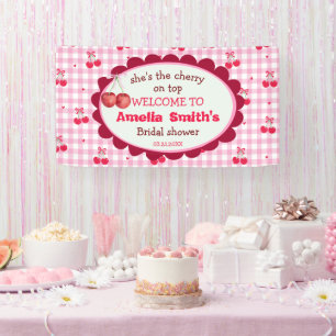 girly bow She’s the Cherry on Top Bridal Shower Banner