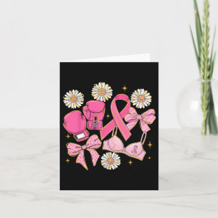Girly Breast Cancer Floral Coquette Bow Pink Ribbo Card