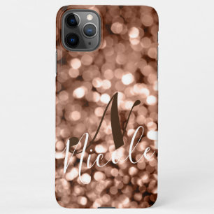 Girly Brown Glittery Monogram iPhone 11Pro Max Case