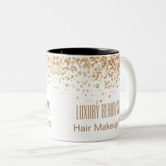 Girly Brownish Glittery Luxury Beauty Salon Two-Tone Coffee Mug