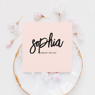 Girly Brush Calligraphy Minimalist Blush Pink Square Business Card