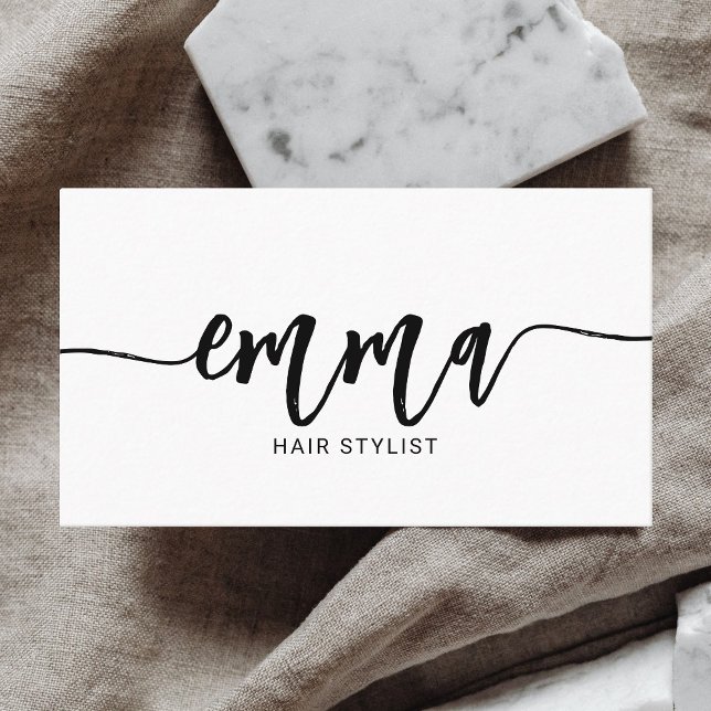 Girly Brush Calligraphy Minimalist White Business Card (Creator Uploaded)