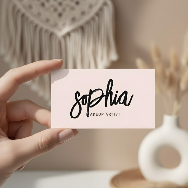 Girly Brush Calligraphy Modern Blush Pink Business Card (Creator Uploaded)