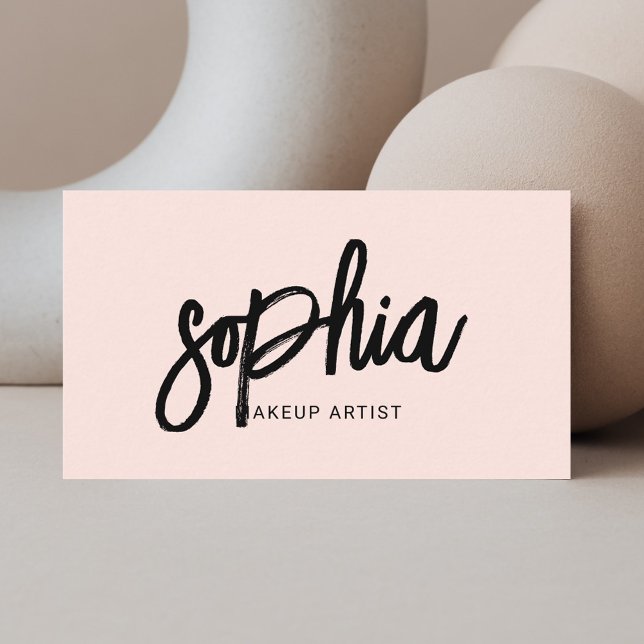 Girly Brush Calligraphy Modern Blush Pink Business Card (Creator Uploaded)