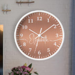 Girly Brushed Copper Metal White Monogram Name  Clock<br><div class="desc">Elevate your space with a touch of personalised charm with our Girly Brushed Copper Metal White Monogram Name Clock. Add a custom touch by personalising it with your own name, beautifully showcased in white against a backdrop of brushed copper metal. This clock seamlessly blends elegance and individuality, making it a...</div>