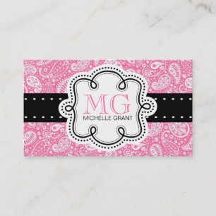 Girly Bubble Gum Pink Paisley Calling Card