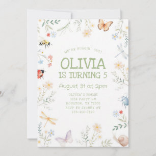 Girly Bugs Birthday Insect Nature Theme Invitation