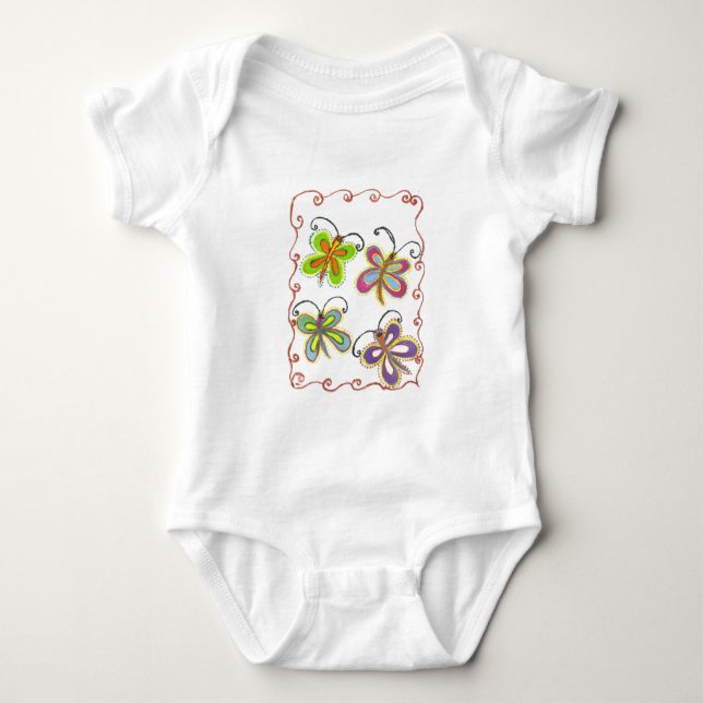 Girly Butterfly Baby Bodysuit (Front)