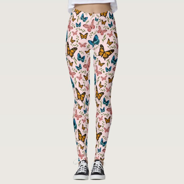 Girly Butterfly Pattern Leggings (Front)